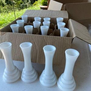 Milk glass bud vases 6" set of 6 home wedding decor
